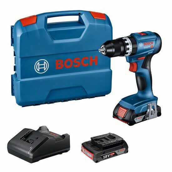 BOSCH GSB 18V-45 2x 2.0Ah, GAL 18V-20, L-Case